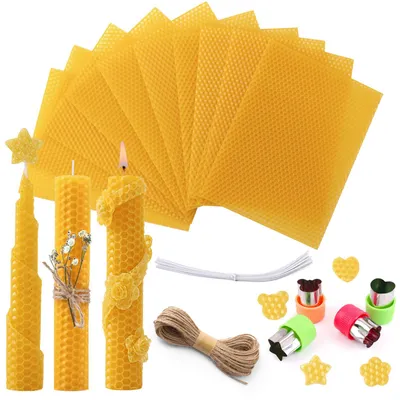 Bienenwachsplatten für Kerzen, 12 Stück, 100% Bienenwachs, DIY-Set