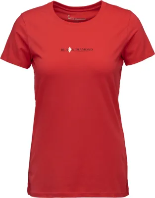 Rotes T-Shirt für Damen mit dem Schriftzug "Black Diamond" auf der Brust.