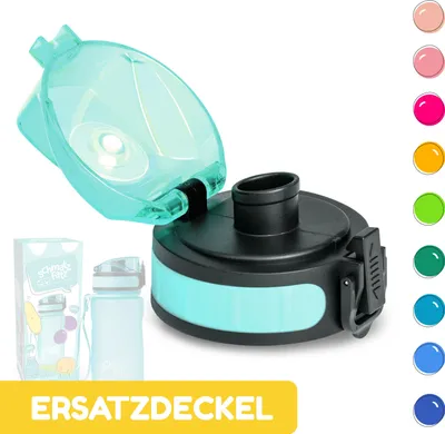 Produktbild von Schmatzfatz Trinkflasche Ersatzdeckel, Sport-Trinkflasche Deckel, Auslaufsicherer Deckel Ersatz für Trinkflasche, BPA-Freier Trinkflaschen Deckel, Schmatzfatz Ersatzteile, Verschluss in Türkis