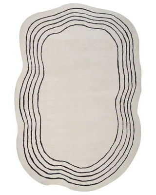 Produktbild von BELIANI Teppich Beige u. Schwarz aus Viskose 200 x 300 cm Unregelmäßige Asymmetrische Form Handgetuftet Modern für Wohnzimmer Schlafzimmer