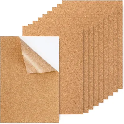 Zdjęcie produktu dla Samoprzylepne płyty korkowe, 30 x 21 cm, grubość 2 mm, 10 sztuk, do dekoracji ścian