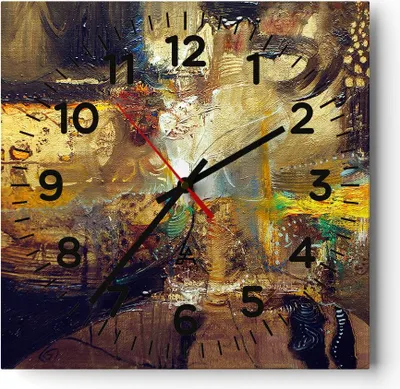 Produktbild von Wanduhr - Quadrat - Glasuhr - Abstraktion modern - 40x40cm - Schleichendes Uhrwerk - Lautlos - zum Aufhängen bereit - Dekoration Modern - Wanddekoration aus Glas - C4AC40x40-3483