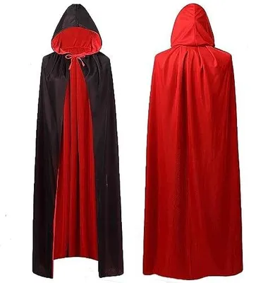 Zdjęcie produktu dla Peleryna z kapturem czarownica czarno czerwona kostium cosplay