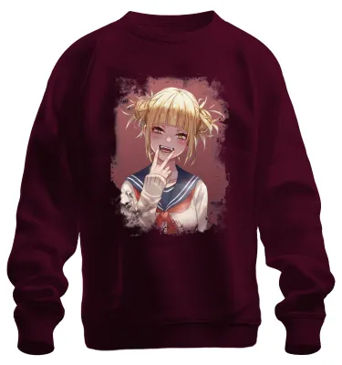 Immagine prodotto di Himiko Toga Schoolgirl Seifuku Yandere Manga Portrait Vampire Unisex Felpa Pullover, Borgogna, M