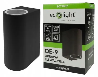 Image de Applique d'extérieur Appliques noires 2xGU10x35W en aluminium, dimensions : 15 x 6,8 x 9,1 cm, IP44, Ecolight