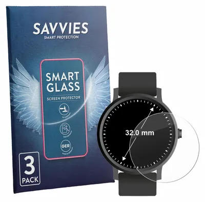 Produktbild von 3x Savvies Schutzglas Folie für Armbanduhren (Kreisrund, ø: 32 mm) 9H Panzer Schutzfolie Glas Displayschutz klar transparent