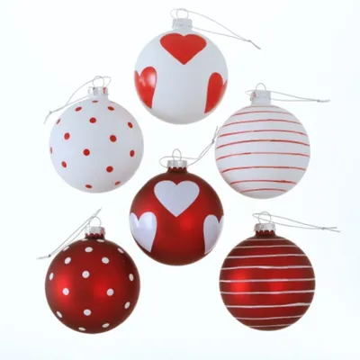 Produktbild von Weihnachtskugel Lola 8 cm rot weiß 3er Set