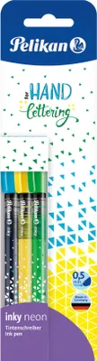 Produktbild von Pelikan inky Neon, Blau, Grün, Gelb, Fein, Rund, 0,5 mm, Deutschland, Sichtverpackung