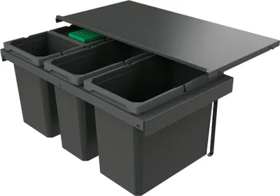 Obrázok produktu pre Naber 8013413 Cox Stand-UP® 350 S/800-4 odpadkový kôš s vekom na organický odpad, antracit, 58 (2x10/1x22/1x16) litrov / šírka skrine 80 cm