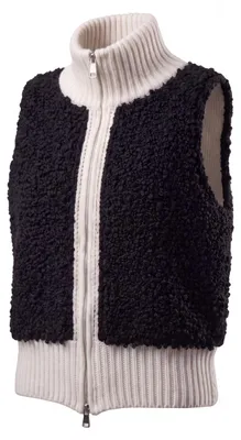 Produktbild von Strickweste Damen Teddy Weste 36 38 40 Bouclé Strick Stehkragen