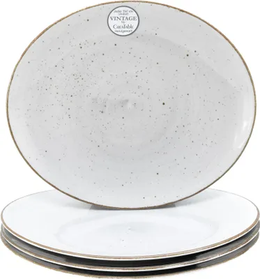 Produktbild von CreaTable, 24755, Vintage Nature Weiss, Steakteller 4-tlg, Porzellan