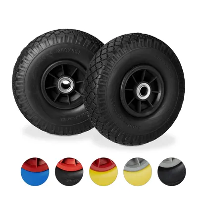 Produktbild von relaxdays 2 x Sackkarrenrad PU 3.00-4 schwarz