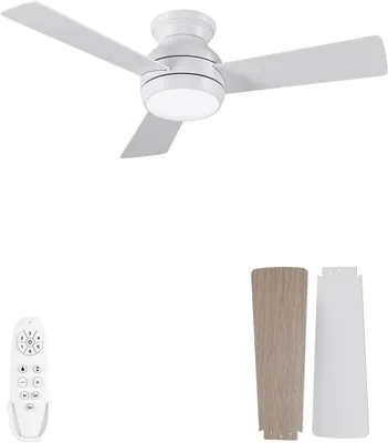 Produktbild von Deckenventilator aus Holz mit Beleuchtung, Fernbedienung mit Speicherfunktion, leiser DC-Motor (30 W), Durchmesser 102 cm, Deckenventilator für den Außenbereich, dimmbar