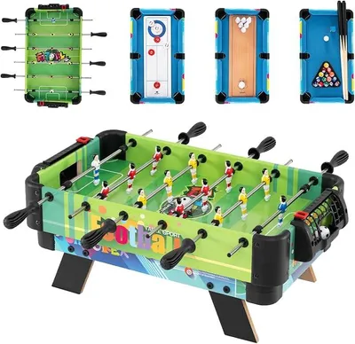 Imagen del producto de Mesa de juegos 4 en 1 con accesorios, mesa de futbolín para niños y adultos