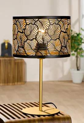 Produktbild von GILDE Tischleuchte, "Feuillu", Blattdesign, Metall, goldfarben, schwarz, , H. 36,5 cm, D. 22 cm 52867