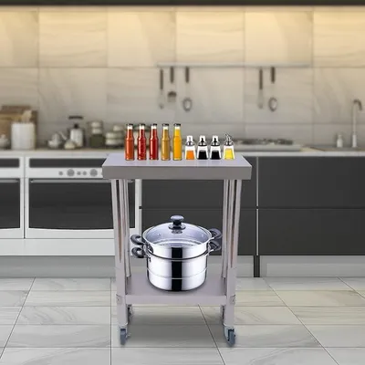 Imagen del producto de Mesa de trabajo de acero inoxidable para catering, mesa de acero inoxidable, mesa de trabajo de acero inoxidable para catering, mesa para preparación de alimentos, mesa de trabajo para cocina, bar o restaurante, dimensiones: 60 x 30 x 85 cm