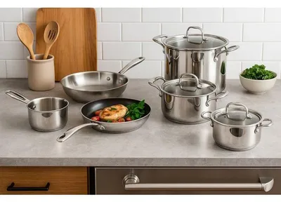Immagine prodotto di Cookware set - Suitable for all hobs including induction - COZY & TRENDY-CLASSIC - Stainless steel - 11 pieces