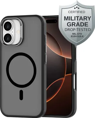 Image de Cazy Coque compatible avec iPhone 16 Coque compatible avec MagSafe - Military Grade Backcover - Noir