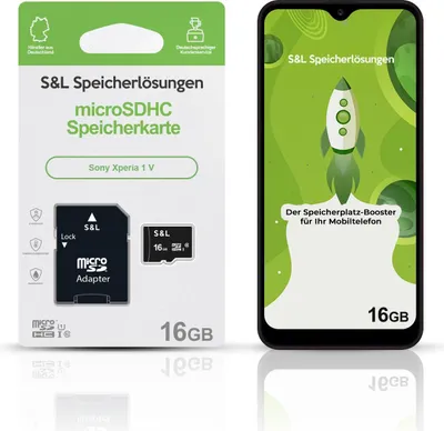 Produktbild von microSD Speicherkarte S&L für Sony Xperia 1 V - Speicherkapazität: 16 GB