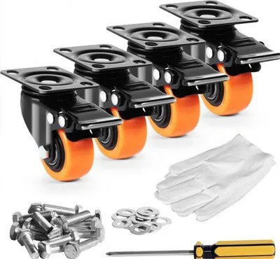 Produktbild von Kasten mit 4 PVC-Doppelverg. Rollen - 5 Zoll - Karre - Werkbank