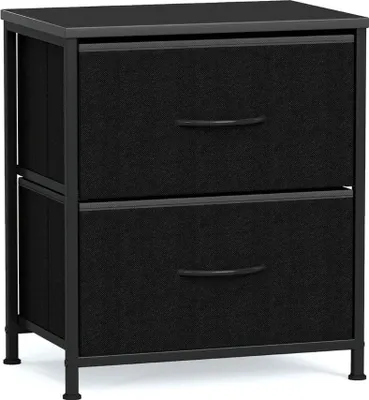 Image de Ensemble de 2 tables de chevet avec 2 tiroirs en tissu, structure en métal