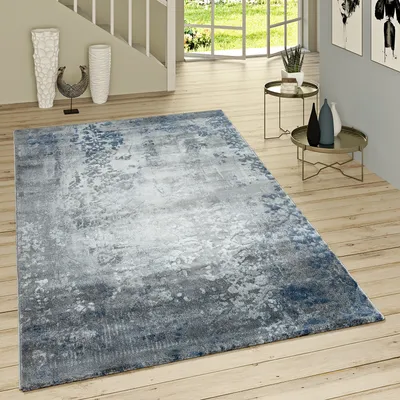Immagine prodotto di Tappeto a pelo corto Moderno Motivo orientale Stile vintage Effetto sfumato Grigio Blu Dimensioni 60x100 cm