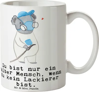 Produktbild von Mr. & Mrs. Panda Kaffeetasse Lackierer Herz - Weiß - Geschenk, Spruch, Trinktasse, Kaffeebecher, Ausbildung, Lustig, Becher, Pott, Tasse