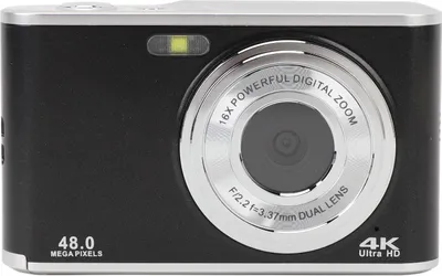 Immagine prodotto di fotocamera digitale 4K con schermo IPS da 2,8 pollici 48MP autofocus selfie per bambini con doppio zoom anteriore posteriore 16x per adolescenti principianti Nero
