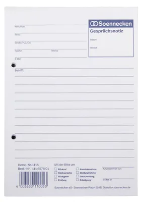 Produktbild von Gesprächsnotiz 1115 DIN A5 50 Blatt weiß Packung mit 10 Stück