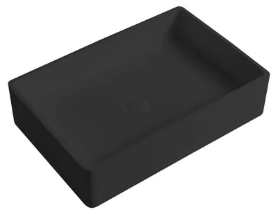 Obrázek produktu pro CERANO - Umyvadlo z litého mramoru Lacerta - na desku - černá matná - 60x40 cm