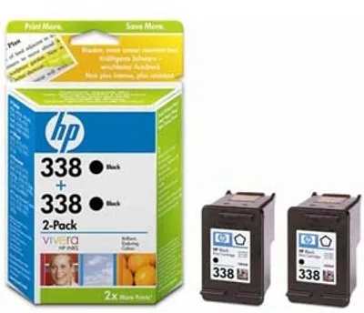Produktbild von HP 338, Hohe (XL-) Ausbeute, Schwarz, Tinte auf Pigmentbasis, 2 Stück(e), 480 Seiten, Multipack