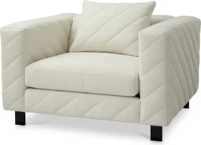 Produktbild von Casa Padrino Luxus Sessel Creme / Schwarz  Wohnzimmer Sessel - Luxus Wohnzimmer Möbel