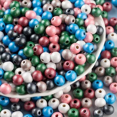 Zdjęcie produktu dla Drewniane koraliki do rękodzieła, 500 sztuk, kolorowe koraliki drewniane do tworzenia biżuterii (kolor koralików)