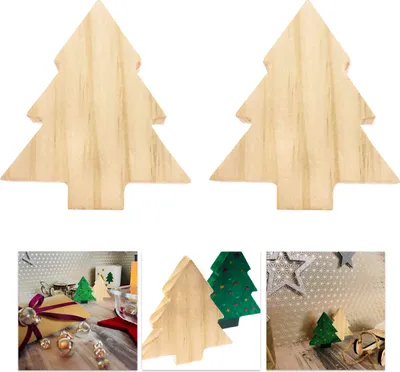 Produktbild von Oblique Unique 2 Holz Tannenbäume zum Bemalen DIY Holzdeko Weihnachtsdeko Tischdeko Weihnachten - naturfarben