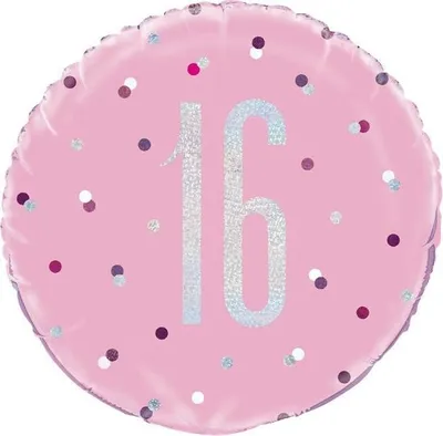 Produktbild von Folienballon 16. Geburtstag pink Dots 46cm