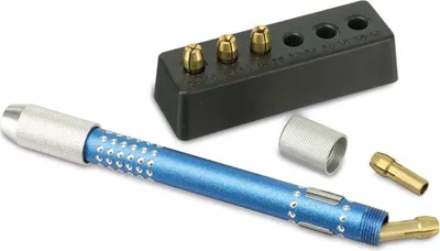 Produktbild von DAYTOOLS Spannzangen-Set WHSS-7 | 7 Messing-Spannzangen von 0,8 bis 3,2 mm | Hochwertiger Werkzeughalter aus Aluminium | Inkl. Stabilem Werkzeughalter, praktischen Clip und Spannzangen-Auswahl