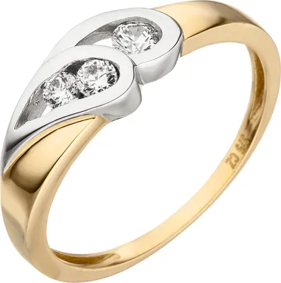 Produktbild von Gr. 60 Damen Ring 375 Gold Gelbgold bicolor 3 Zirkonia Goldring