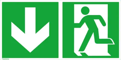 Produktbild von SafetyMarking Fluchtwegschild Folie B400xH200 mm Notausgang links mit Pfeil abwärts langnachleuchtend