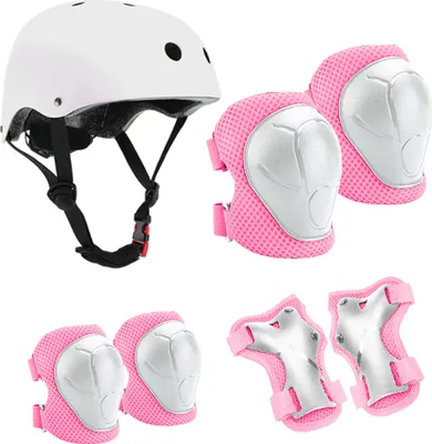 Produktbild von 7-teiliges Kinder-Schutzausruestungs-Set Rollschuhhelm, Handgelenk, Ellbogen, Knieschuetzer fuer Jungen, Maedchen, Fahrrad, Roller, Rollschuhlaufen, Stateboard
