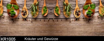 Produktbild von Küchenrückwand, Nischenverkleidung, perfekt für die Küche & das Esszimmer KR1005 - Motiv Kräuter & Gewürze 240 x 50 cm