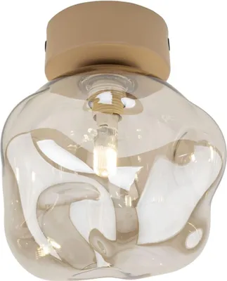 Produktbild von Deckenleuchte Metall Rauchglas Beige Cognac G9 rund Modern Deckenlampe