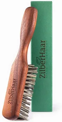 Produktbild von Regular vegan Bartbürste - steifes Naturhaar, mexikanische Tampico-Fasern und geöltem Nussholz - Animal-free Bartpflegebürste für Männer - Europe