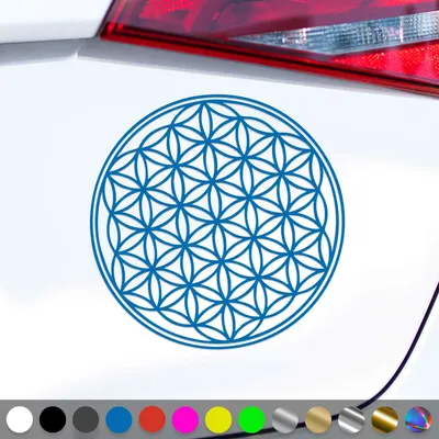 Produktbild von PantherPixel Blume des Lebens Aufkleber Lebensblume Yoga Sticker Auto Geschenkidee Farbe Blau
