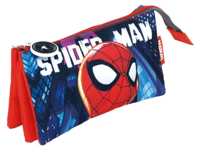 Produktbild von Marvel Spiderman Schulmäppchen mit 3 Reißverschlussfächern, blau rot, 21x11x3,5 cm
