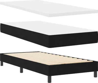 Zdjęcie produktu dla Łóżko Tapicerowane 100x200 Czarne Jednoosobowe Rama Łóżka do Sypialni