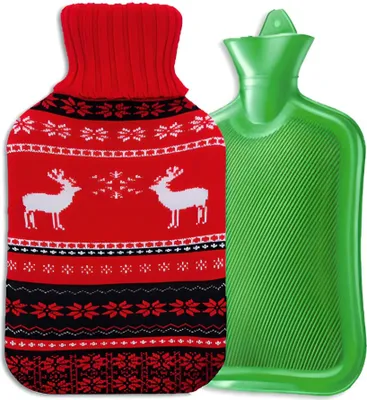 Produktbild von Wärmflasche Gummipullover im Bezug groß 2l Weihnachtswasserbezug