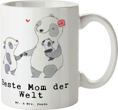 Produktbild von Mr. & Mrs. Panda Tasse Panda Beste Mom der Welt - Weiß - Geschenk, Tochter, Teetasse, mit Spruch, Muttertag, haferl, Mutter, Pott, Geschenkidee, Becher, Dankeschön, Ma