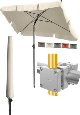 Imagen del producto de Sombrilla para balcón con soporte, 200 x 125 cm, juego 3 en 1, color beige