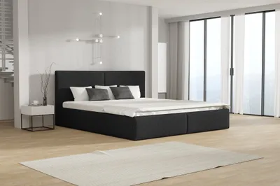 Produktbild von Polsterbett Doppelbett BERGEN Komplettset 140x200cm Stoff Freya Schwarz