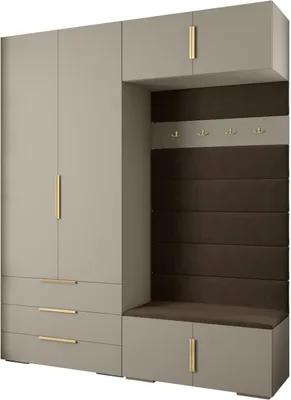 Produktbild von MEBLE KRYSPOL Inova 1 Möbelset Garderobe, 236,7x200x47cm - Kaschmir, Manila 04, Gold